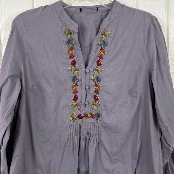 Women Long Sleeve Blouse Top Purple Fairy Boho Hippie Embroidery Size Medium - Picture 5 of 6